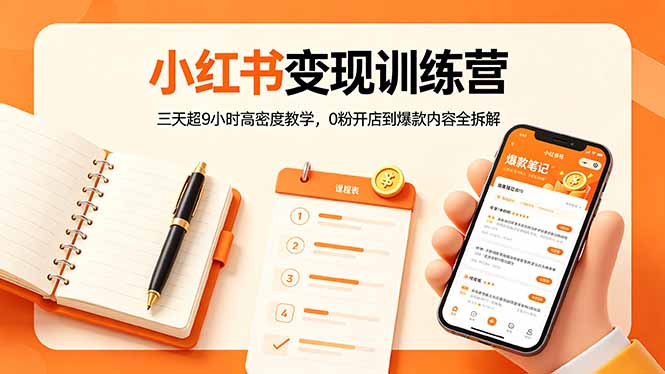 小红书变现训练营：三天超9小时高密度教学，0粉开店到爆款内容全拆解-点子口袋网