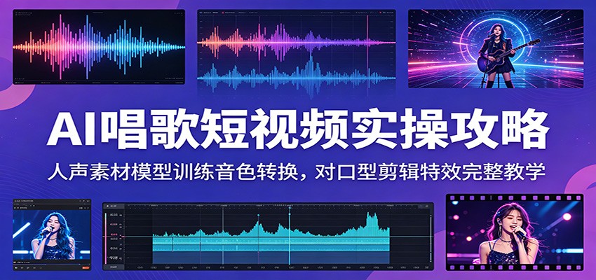 AI唱歌短视频实操攻略：人声素材模型训练音色转换，对口型剪辑特效完整教学-点子口袋网