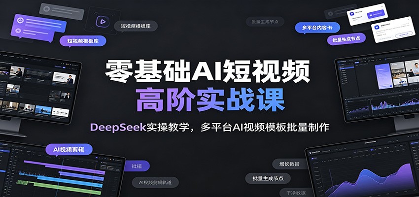 零基础AI短视频高阶实战课：DeepSeek实操教学，多平台AI视频模板批量制作-点子口袋网