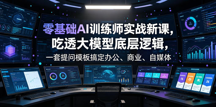 零基础AI训练师实战课，吃透大模型底层逻辑，一套提问模板搞定办公、商业、自媒体、设计、生活全场景AI落地应用-点子口袋网