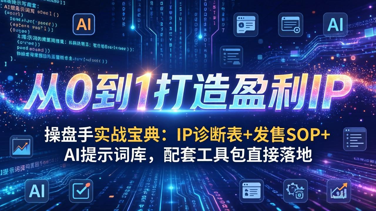操盘手实战宝典：IP诊断表+发售SOP+AI提示词库，配套工具包直接落地，从0到1打造盈利IP-点子口袋网