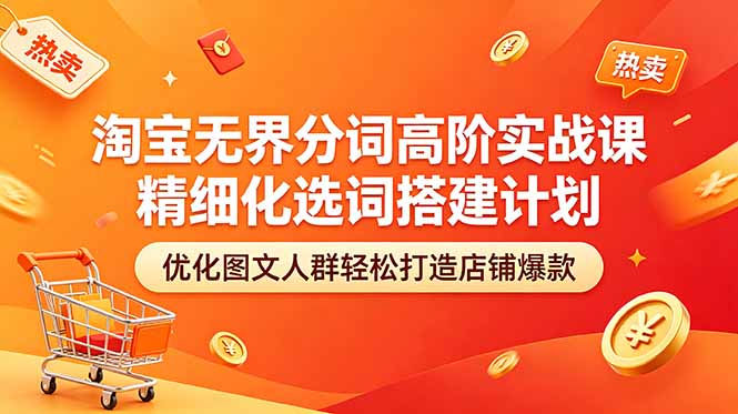 淘宝无界分词高阶实战课 精细化选词搭建计划 优化图文人群轻松打造店铺爆款-点子口袋网