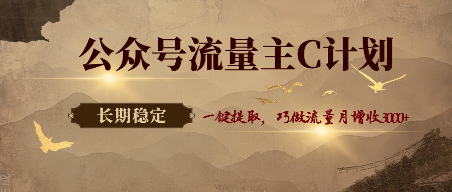公众号流量主C计划，一键提取，巧做流量月增收3000+-点子口袋网