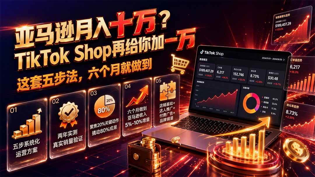 (19643期)亚马逊月入十万?TikTok Shop再给你加一万——这套五步法,六个月就做到【原创双语字幕】 (19643期)亚马逊月入十万?TikTok Shop再给你加一万——这套五步法,六个月就做到【原创双语字幕】