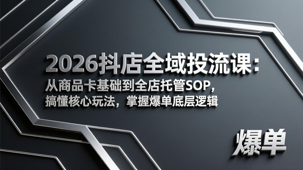 2026抖店全域投流课：从商品卡基础到全店托管SOP，搞懂核心玩法，掌握爆单底层逻辑-点子口袋网