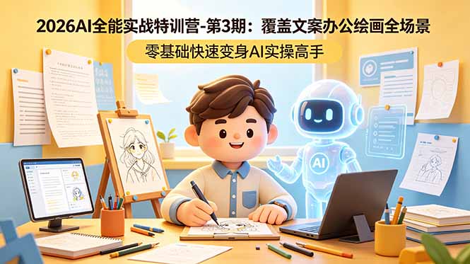 2026AI全能实战特训营-第3期：覆盖文案办公绘画全场景 零基础快速变身AI实操高手-点子口袋网