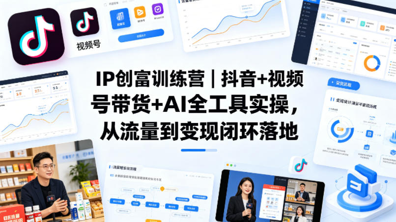 IP创富训练营｜抖音+视频号带货+AI全工具实操，从流量到变现闭环落地-点子口袋网