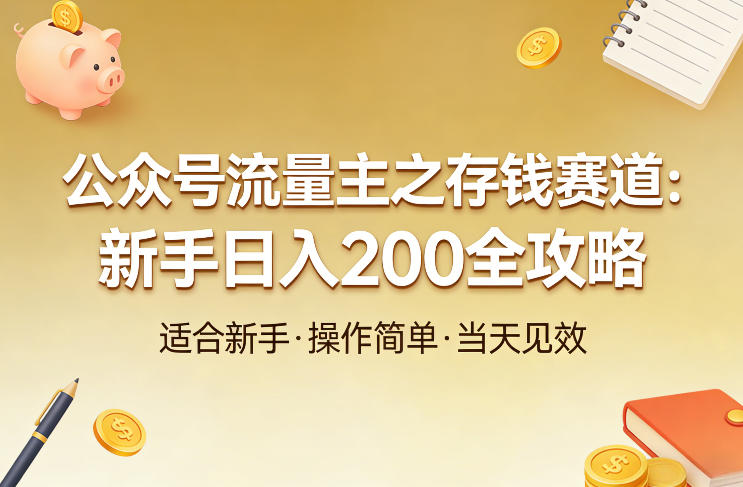 公众号流量主之存钱赛道，贴合当下需求，适合新手，一天收益2张-点子口袋网