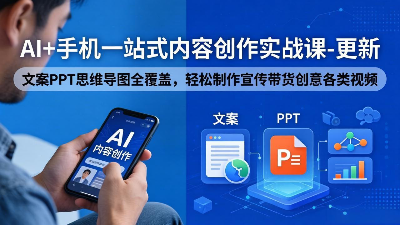 AI+手机一站式内容创作实战课-更新，文案PPT思维导图全覆盖，轻松制作宣传带货创意各类视频-点子口袋网