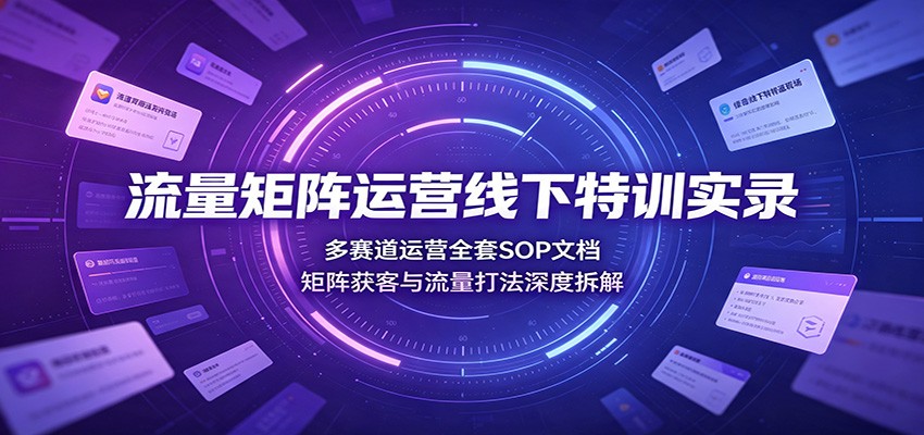 流量矩阵运营线下特训实录：多赛道运营全套SOP文档，矩阵获客与流量打法深度拆解-点子口袋网