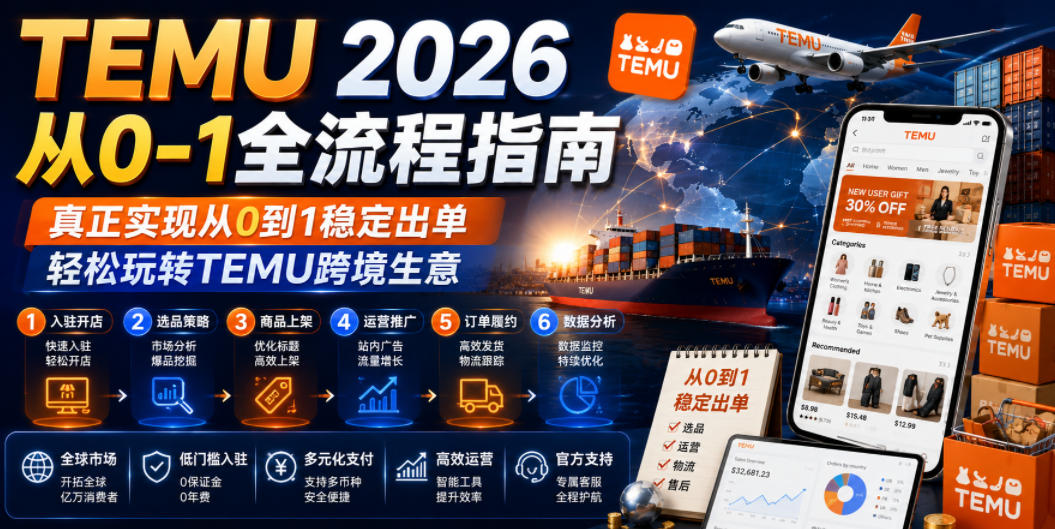 TEMU 2026从0-1全流程指南，真正实现从0到1稳定出单，轻松玩转TEMU跨境生意-点子口袋网