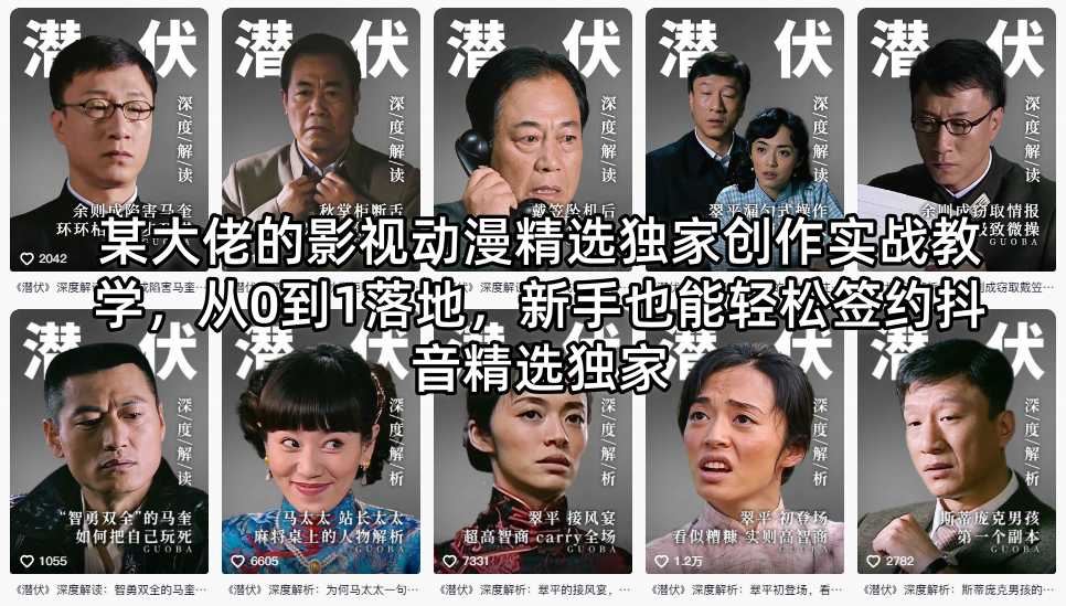 某大佬的影视动漫精选独家创作实战教学，从0到1落地，新手也能轻松签约抖音精选独家-点子口袋网