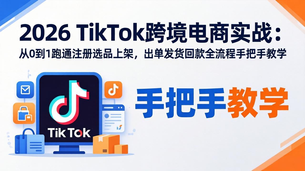 2026TikTok跨境电商实战：从0到1跑通注册选品上架，出单发货回款全流程手把手教学-点子口袋网