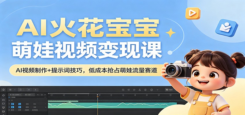 AI火花宝宝萌娃视频变现课：AI视频制作+提示词技巧，低成本抢占萌娃流量赛道-点子口袋网