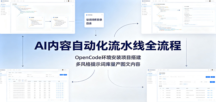 AI内容自动化流水线全流程：OpenCode环境安装项目搭建，多风格提示词库量产图文内容-点子口袋网