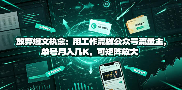 放弃爆文执念：用工作流做公众号流量主，单号月入几K，可矩阵放大-点子口袋网