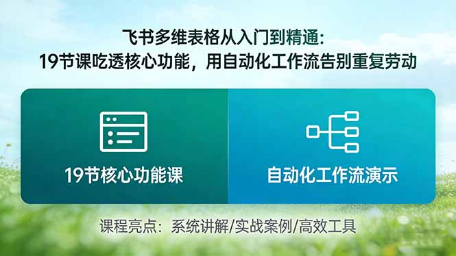 飞书多维表格从入门到精通：19节课吃透核心功能，用自动化工作流告别重复劳动-点子口袋网