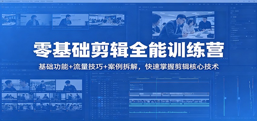 零基础剪辑全能训练营：基础功能+流量技巧+案例拆解，快速掌握剪辑核心技术-点子口袋网