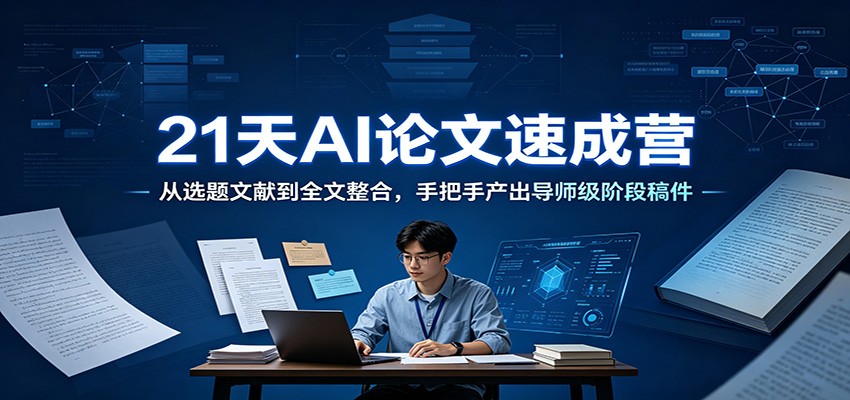 21天AI论文速成营：从选题文献到全文整合，手把手产出导师级阶段稿件-点子口袋网