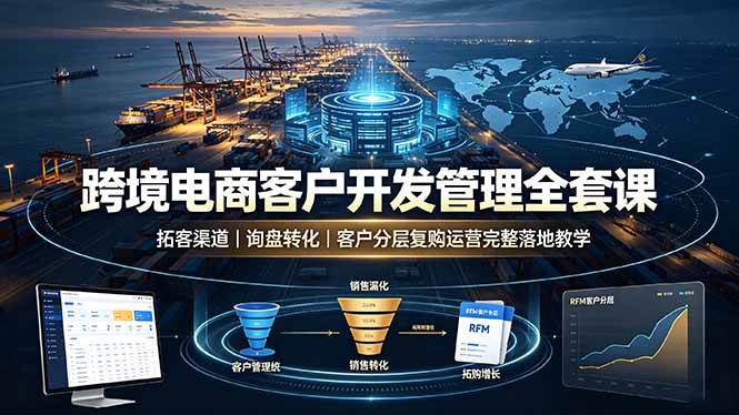 （19274期）跨境电商客户开发管理全套课·拓客渠道｜询盘转化｜客户分层复购运营完整落地教学-点子口袋网