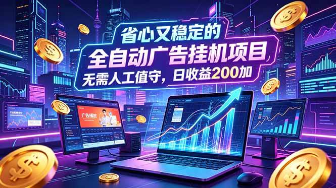 （18899期）全自动广告挂机项目，全程无需人工值守。稳定创收每日收益200+-点子口袋网