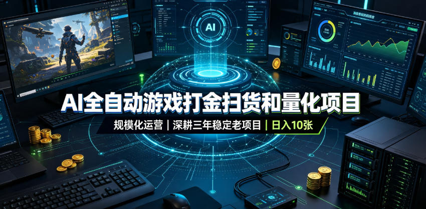 AI全自动游戏打金扫货和量化项目，规模化运营日入10张，深耕三年稳定老项目！【揭秘】-点子口袋网