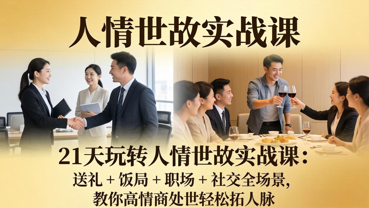 21 天玩转人情世故实战课：送礼 + 饭局 + 职场 + 社交全场景，教你高情商处世轻松拓人脉-点子口袋网