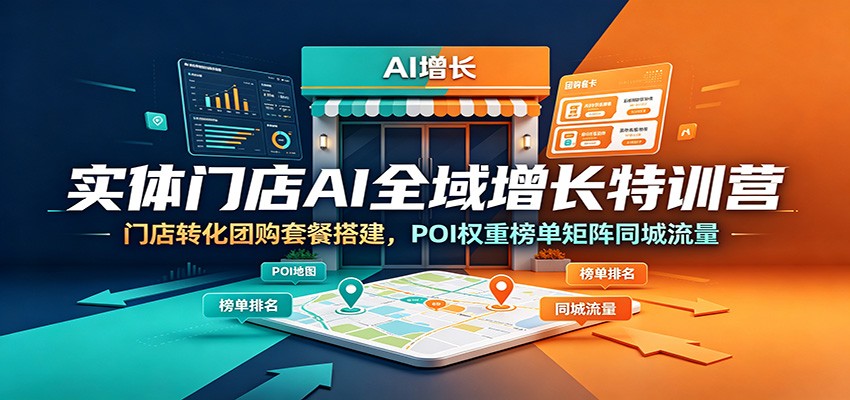 实体门店AI全域增长特训营：门店转化团购套餐搭建，POI权重榜单矩阵同城流量-点子口袋网