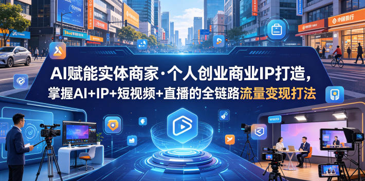 AI赋能实体商家·个人创业商业IP打造，掌握AI+IP+短视频+直播的全链路流量变现打法-点子口袋网