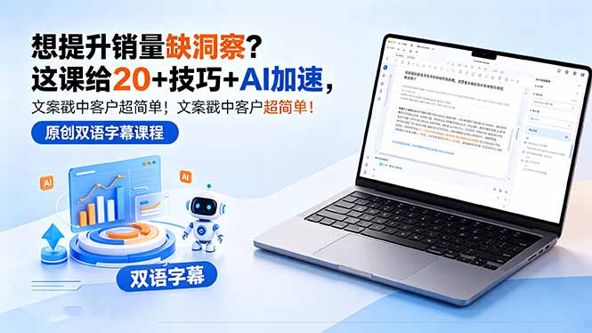想提升销量缺洞察？这课给 20 + 技巧 + AI 加速，文案戳中客户超简单！【原创双语字幕】-点子口袋网