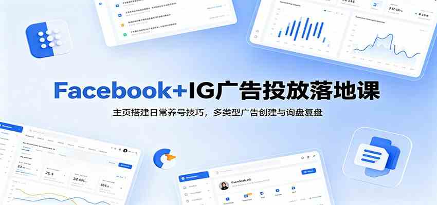 Facebook+IG广告投放落地课：主页搭建日常养号技巧，多类型广告创建与询盘复盘-点子口袋网