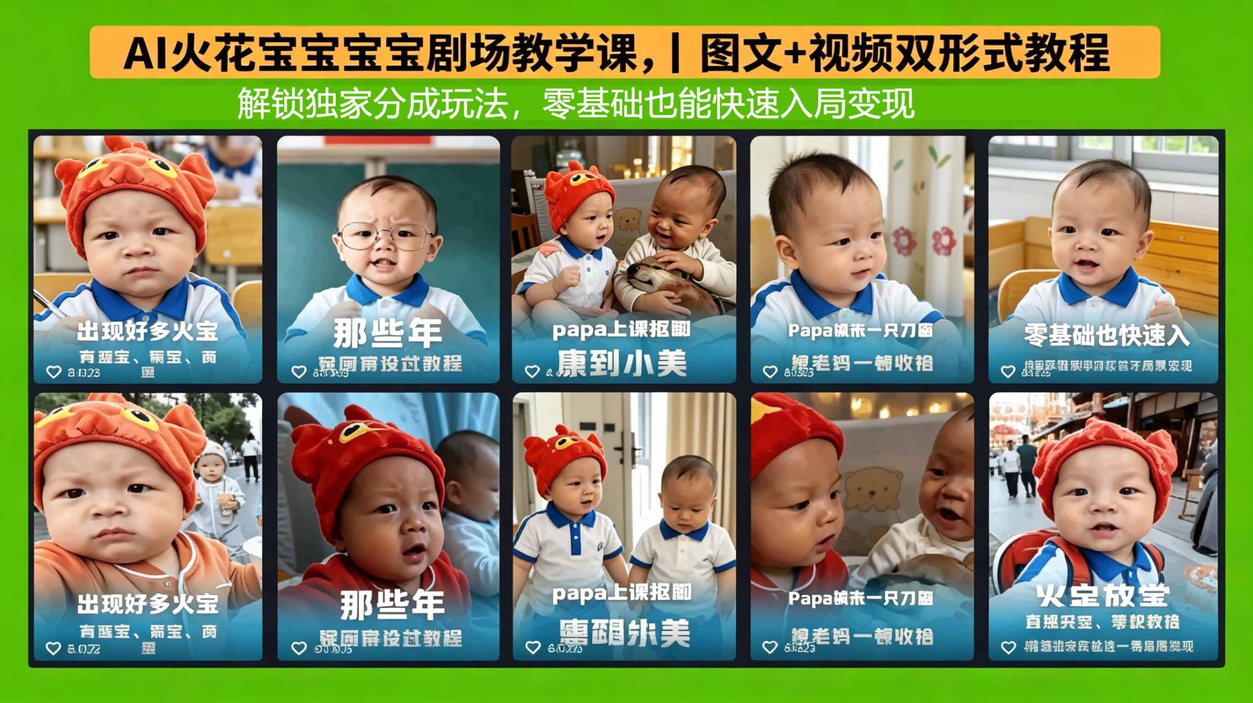 AI火花宝宝宝宝剧场教学课，图文+视频双形式教程，解锁独家分成玩法，零基础也能快速入局变现-点子口袋网