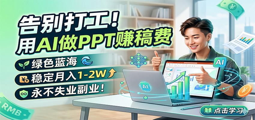告别打工！用AI做PPT赚稿费，绿色蓝海，稳定月入1-2W，永不失业副业！-点子口袋网