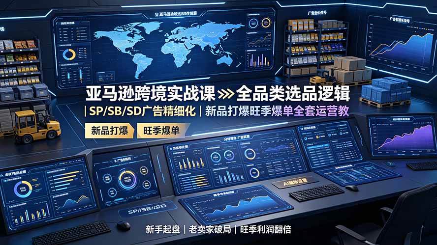 （19352期）亚马逊跨境实战课：全品类选品逻辑｜SP/SB/SD广告精细化｜新品打爆旺季爆单全套运营教程-点子口袋网