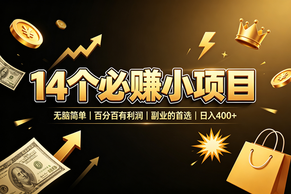 （19267期）14 个必赚小项目，无脑简单，百分百有利润，副业的首选，日入 400+-点子口袋网