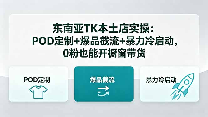 东南亚TK本土店实操：POD定制+爆品截流+暴力冷启动，0粉也能开橱窗带货-点子口袋网