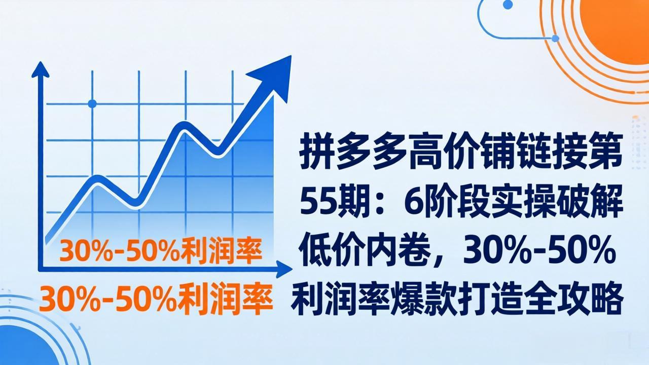 拼多多高价铺链接第55期：6阶段实操破解低价内卷，30%-50%利润率爆款打造全攻略-点子口袋网