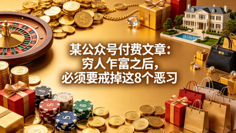 某公众号付费文章：穷人乍富之后，必须要戒掉这8个恶习-点子口袋网