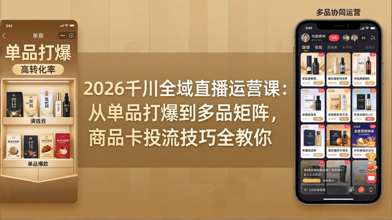 2026千川全域直播运营课：从单品打爆到多品矩阵，商品卡投流技巧全教你-点子口袋网