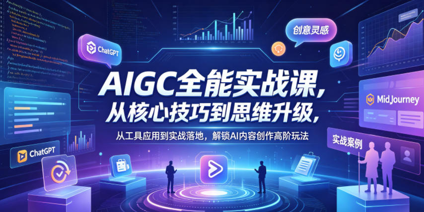 AIGC全能实战课，从核心技巧到思维升级，从工具应用到实战落地，解锁AI内容创作高阶玩法-点子口袋网