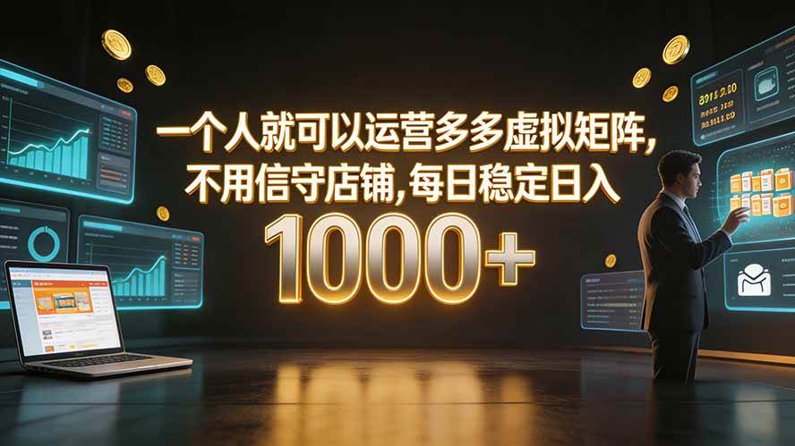 （19622期）一个人就可以运营多多虚拟矩阵，不用值守店铺，每日稳定日入 1000+-点子口袋网