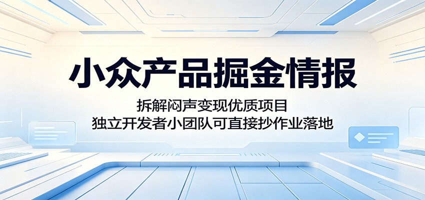 小众产品掘金情报：拆解闷声变现优质项目，独立开发者小团队可直接抄作业落地-点子口袋网