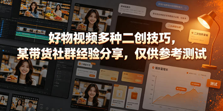 好物视频多种二创技巧，某带货社群经验分享，仅供参考测试-点子口袋网