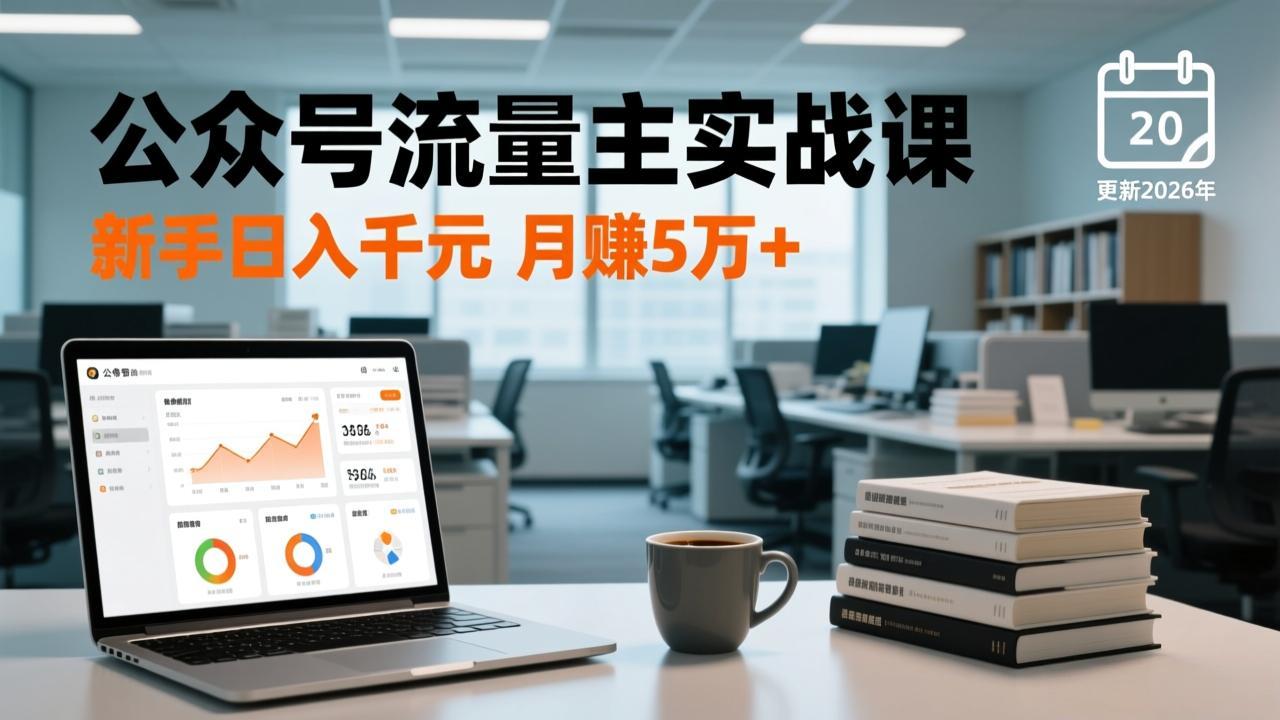 公众号流量主实战课-更新26年3月，爆文写作、流量池运营、多平台分发，新手日入千元月赚5w+-点子口袋网