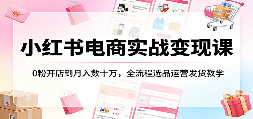 小红书电商实战变现课：0粉开店到月入数十万，全流程选品运营发货教学-点子口袋网
