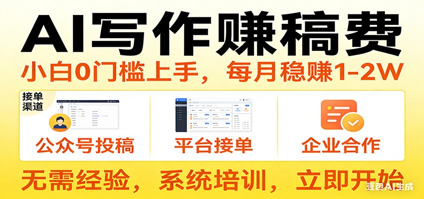 用AI写作赚稿费，提供接单渠道，每月稳赚1-2W，小白0门槛上手！-点子口袋网