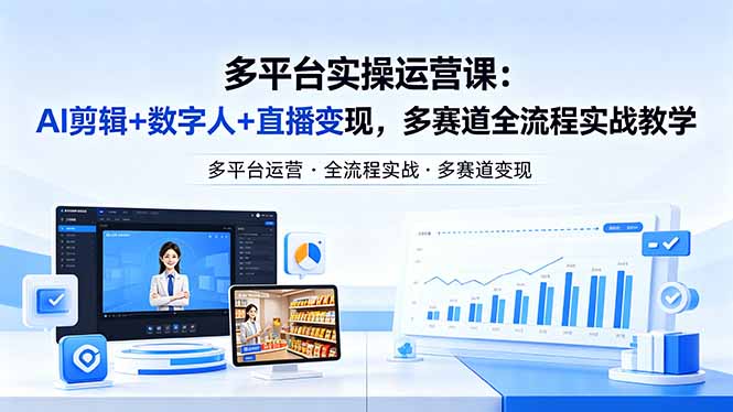 某团队多平台实操运营课-更新26年4月20：AI剪辑+数字人+直播变现，多赛道全流程实战教学-点子口袋网