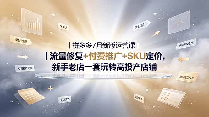 （19167期）2026拼多多掘金运营私教大课-7月，流量推广定价申诉全覆盖，一套打法稳定店铺长期出单-点子口袋网