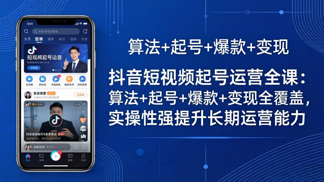 抖音短视频起号运营全课：算法+起号+爆款+变现全覆盖，实操性强提升长期运营能力-点子口袋网