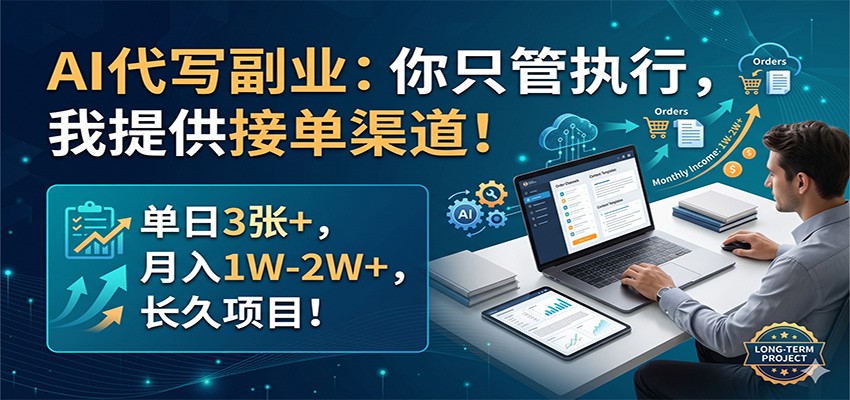 AI代写副业：你只管执行，我提供接单渠道！单日3张+，月入1W-2W+，长久项目-点子口袋网
